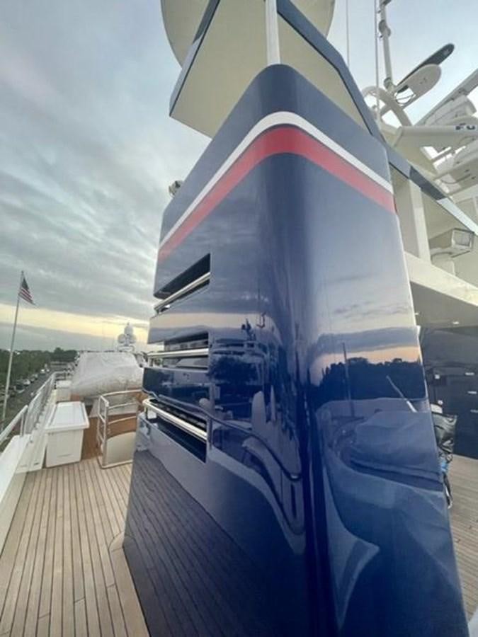 a boat on a dock aboard THE BIG BLUE Yacht for Sale