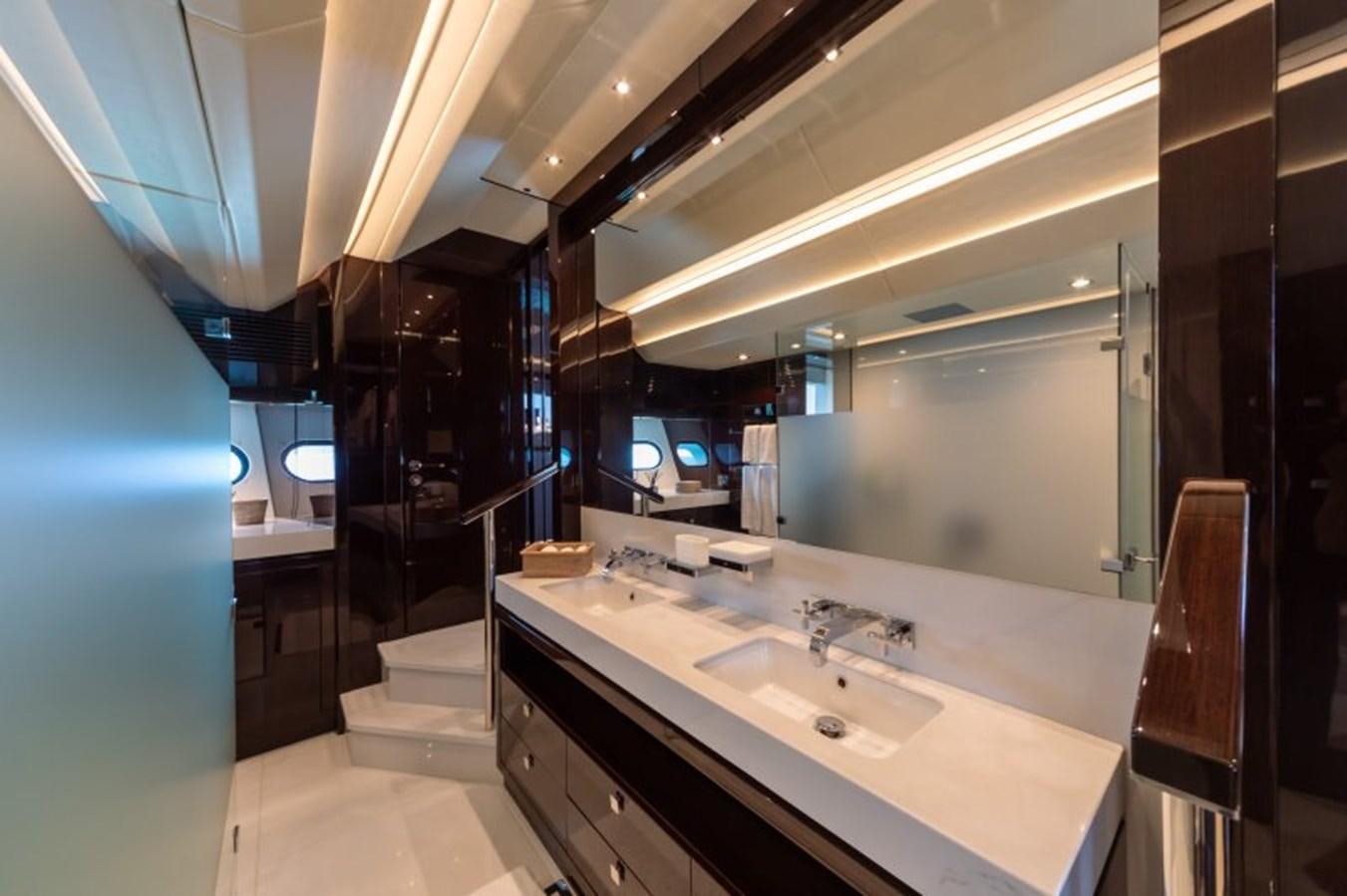 a bathroom with a large countertop aboard SURVIVOR 2 Yacht for Sale