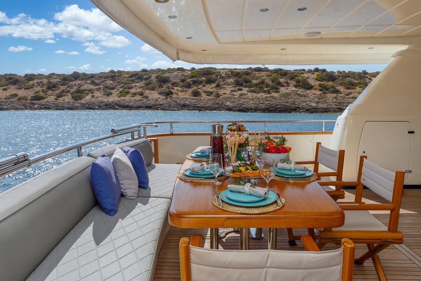 a table on a boat aboard VYNO Yacht for Sale
