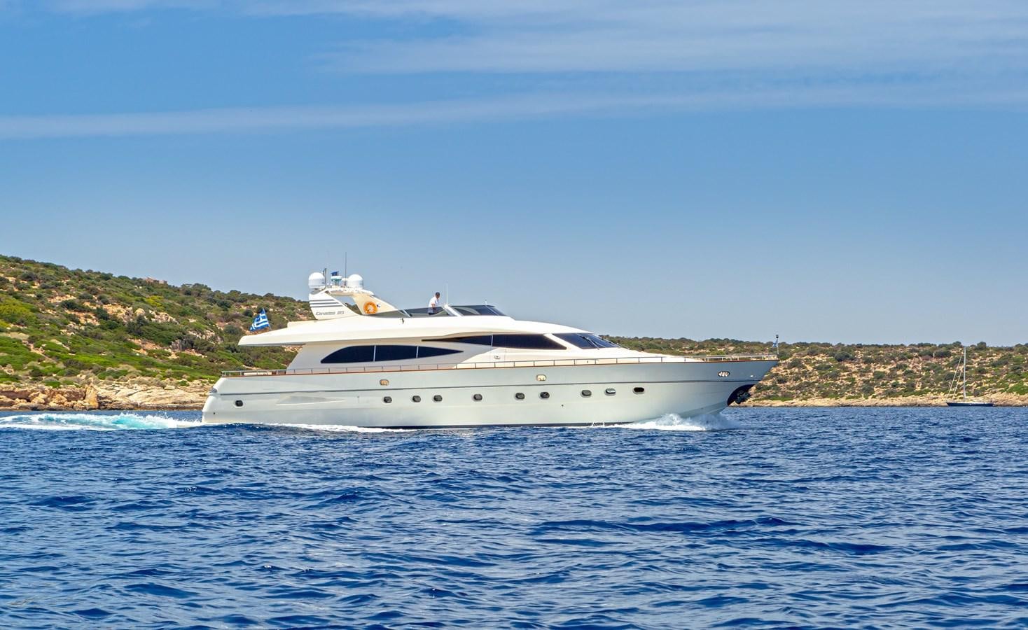 a white yacht in the water aboard VYNO Yacht for Sale