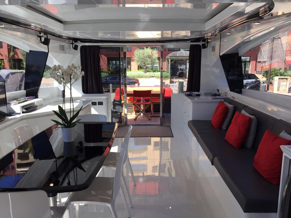 a room with a large glass window aboard FORZA 8 Yacht for Sale