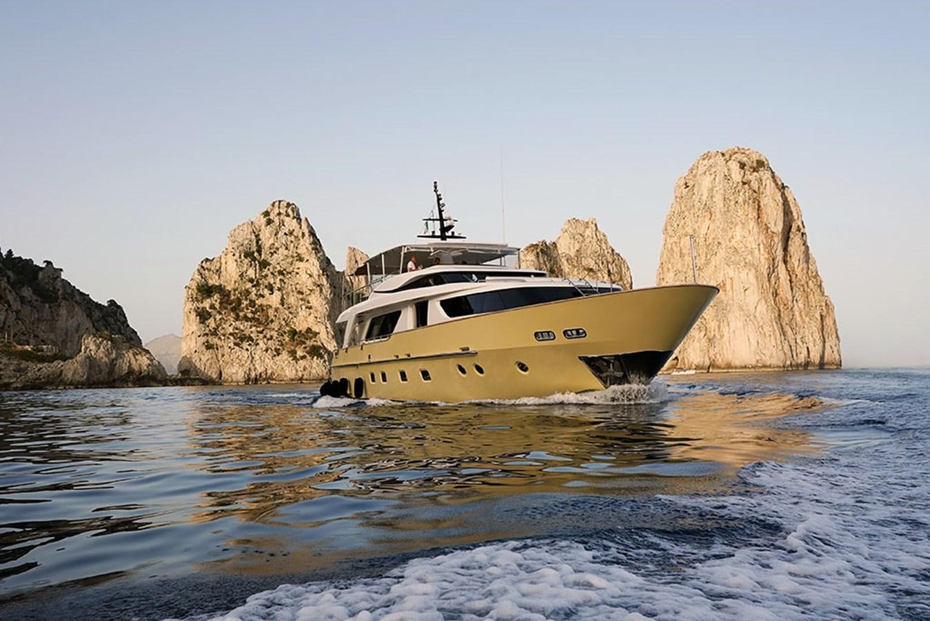 a boat in the water aboard AKUA Yacht for Sale