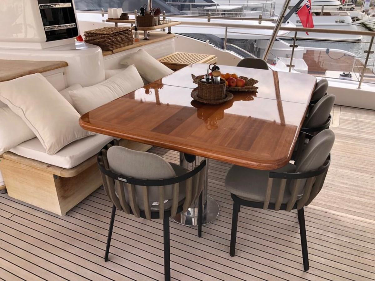 a table with chairs around it aboard AKUA Yacht for Sale