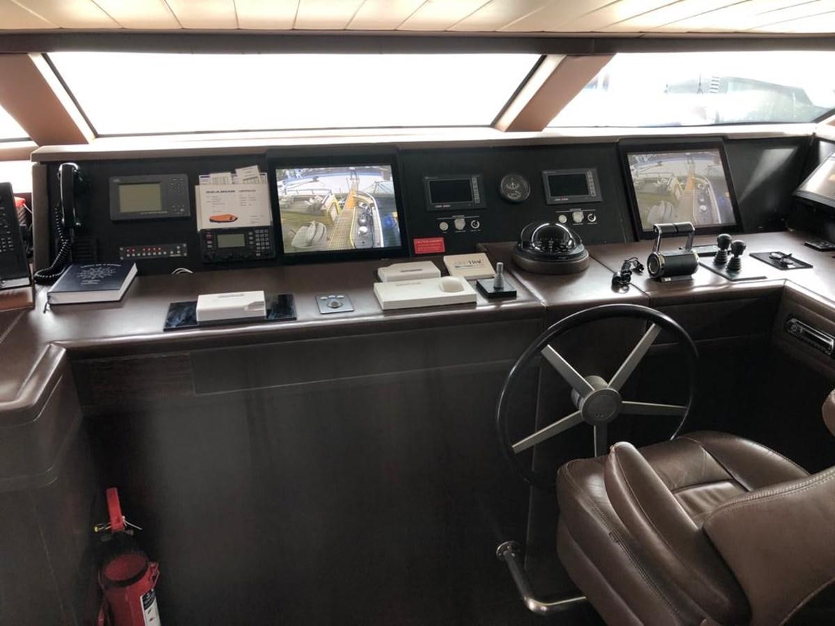 a control room with many monitors aboard AKUA Yacht for Sale