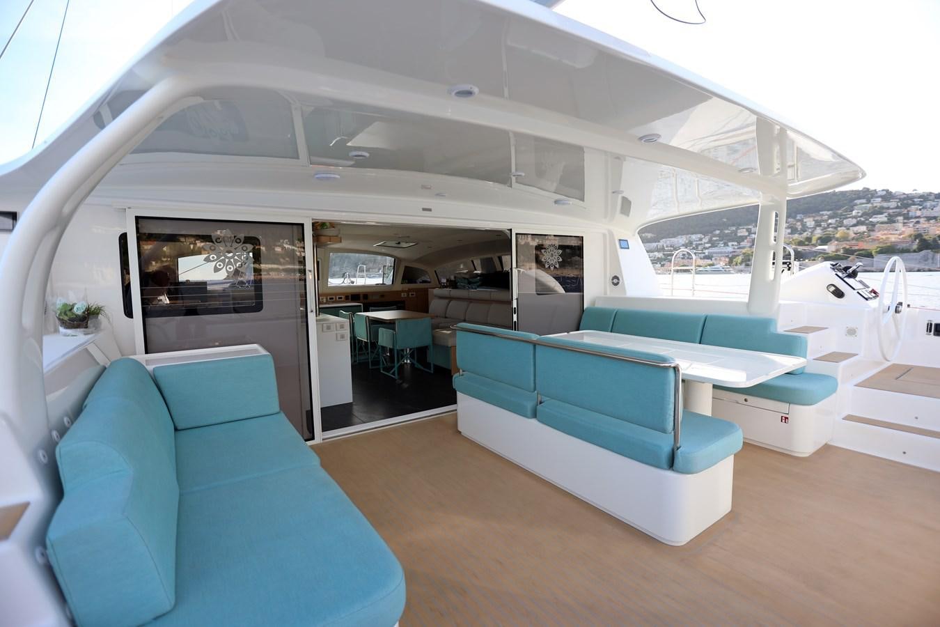 a room with a couch and a table aboard ELSSA Yacht for Sale