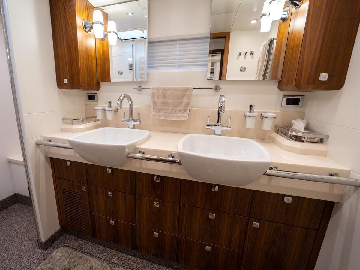 a bathroom with two sinks aboard BELKARA Yacht for Sale