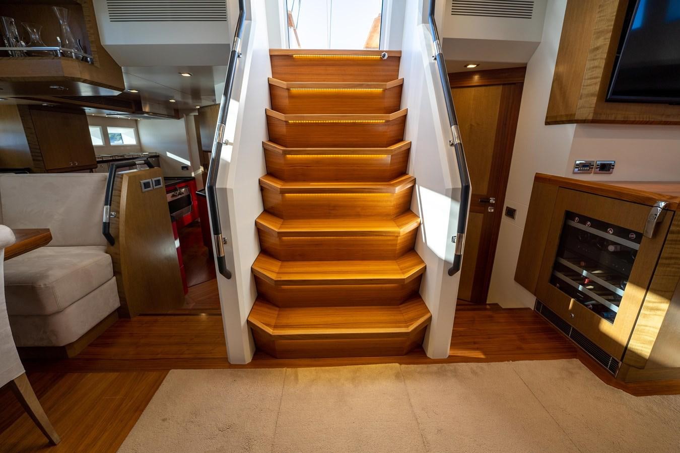 a staircase in a room aboard BELKARA Yacht for Sale