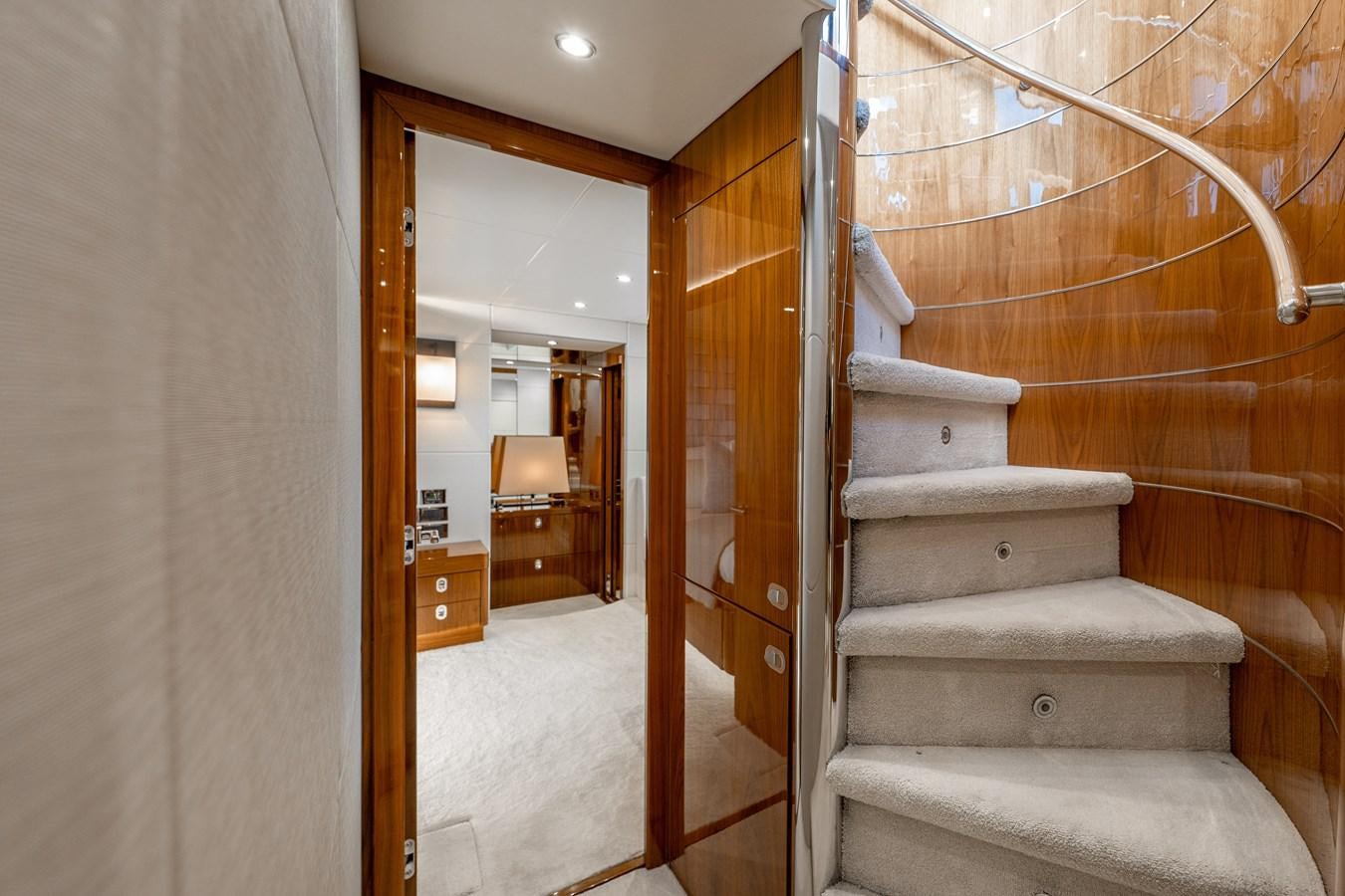 a staircase in a house aboard GOLDEN OURS Yacht for Sale