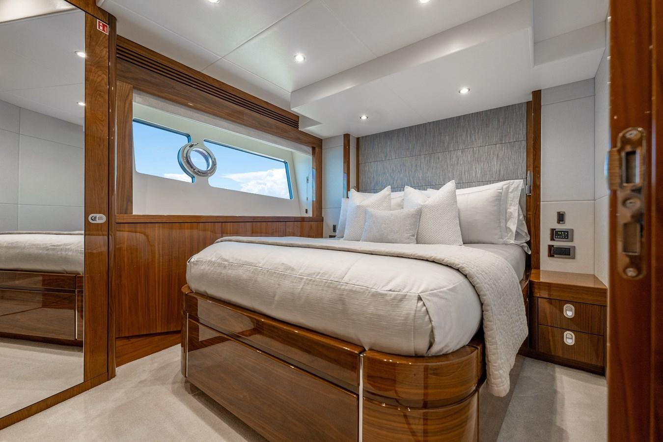 a bed in a room aboard GOLDEN OURS Yacht for Sale