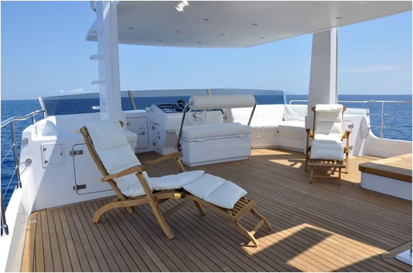a deck with chairs on it aboard cormar Yacht for Sale