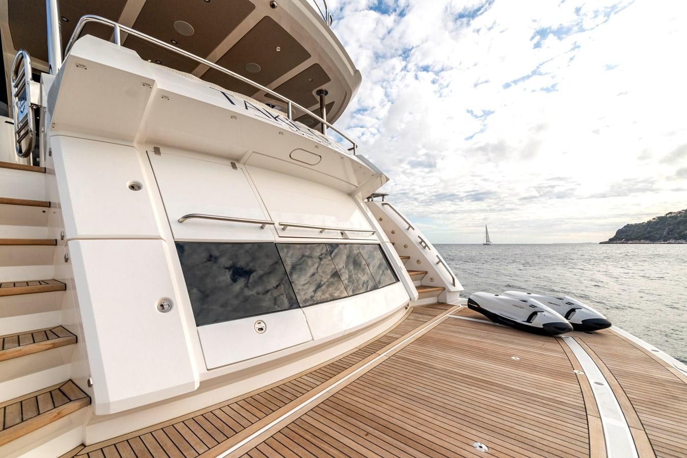 a boat on a deck aboard TAKE OFF Yacht for Sale