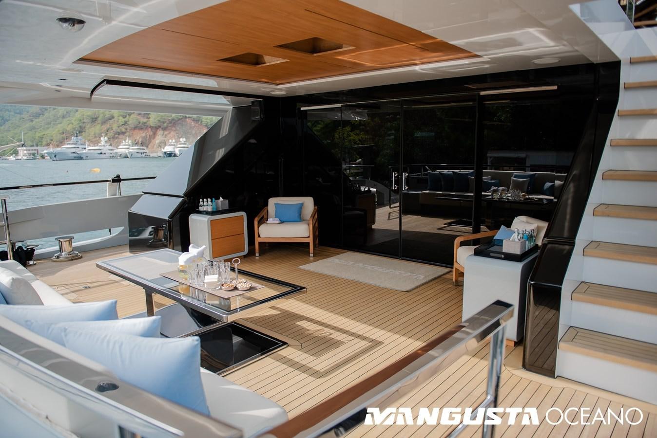 a modern house with a balcony aboard SANCTUARY Yacht for Sale