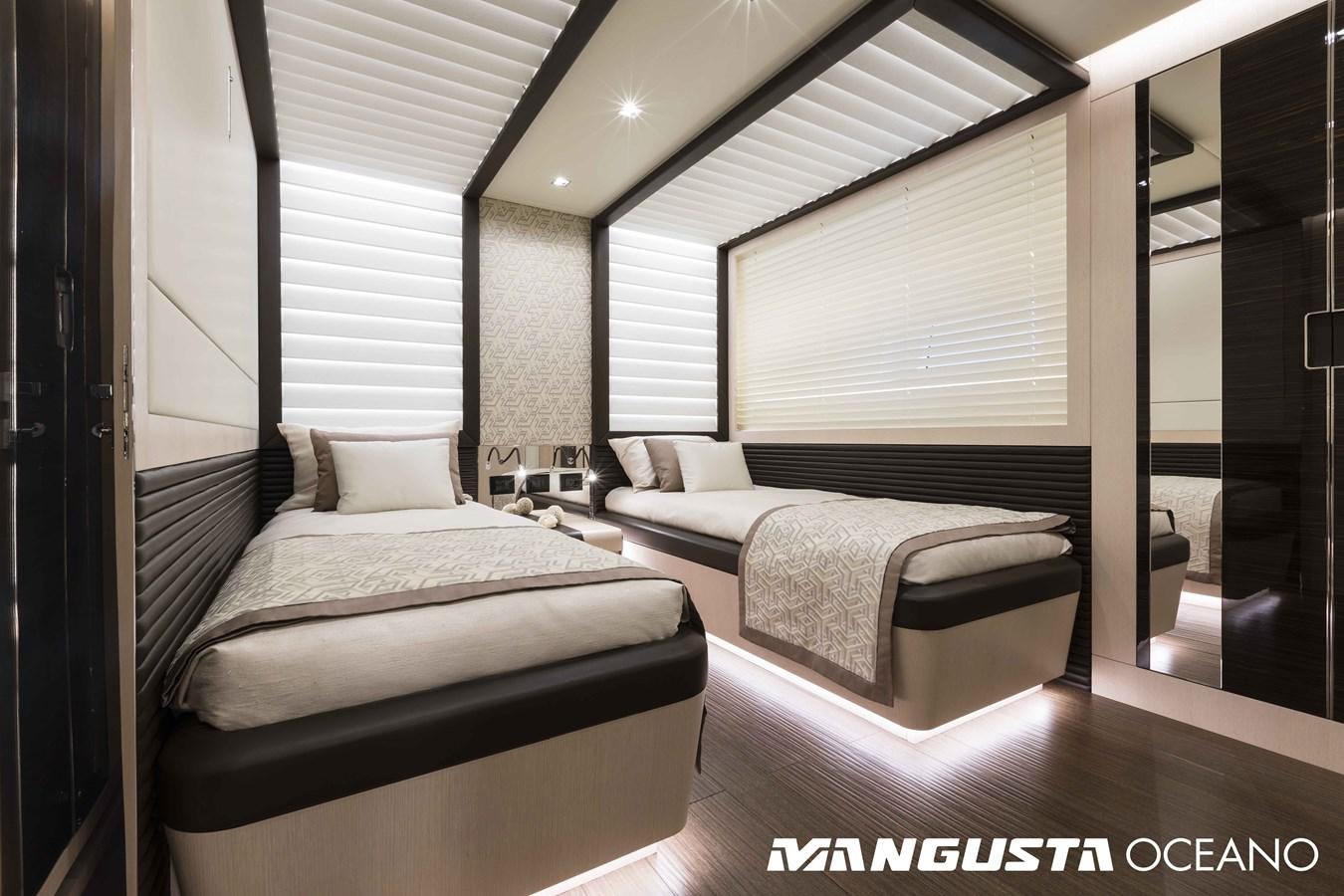 a room with two beds aboard SANCTUARY Yacht for Sale