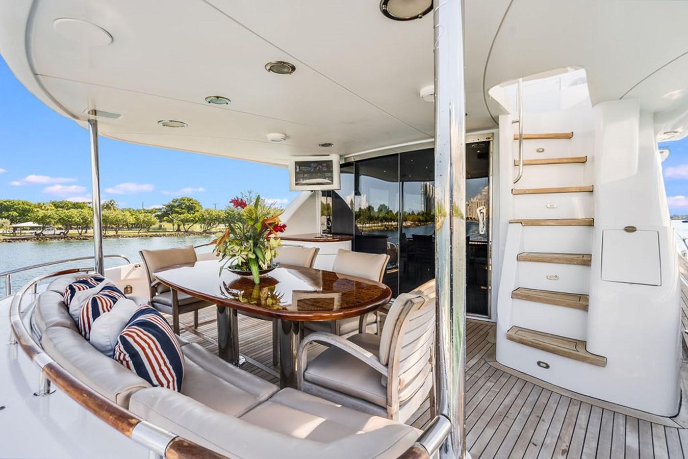 a boat with a table and chairs aboard CHIP Yacht for Sale