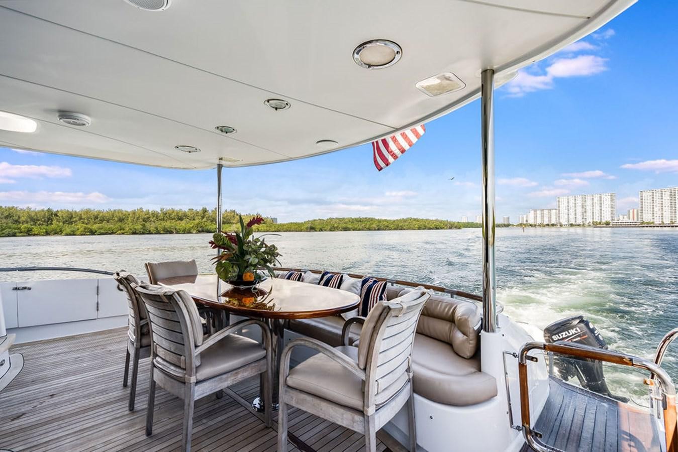 a table and chairs on a boat aboard CHIP Yacht for Sale