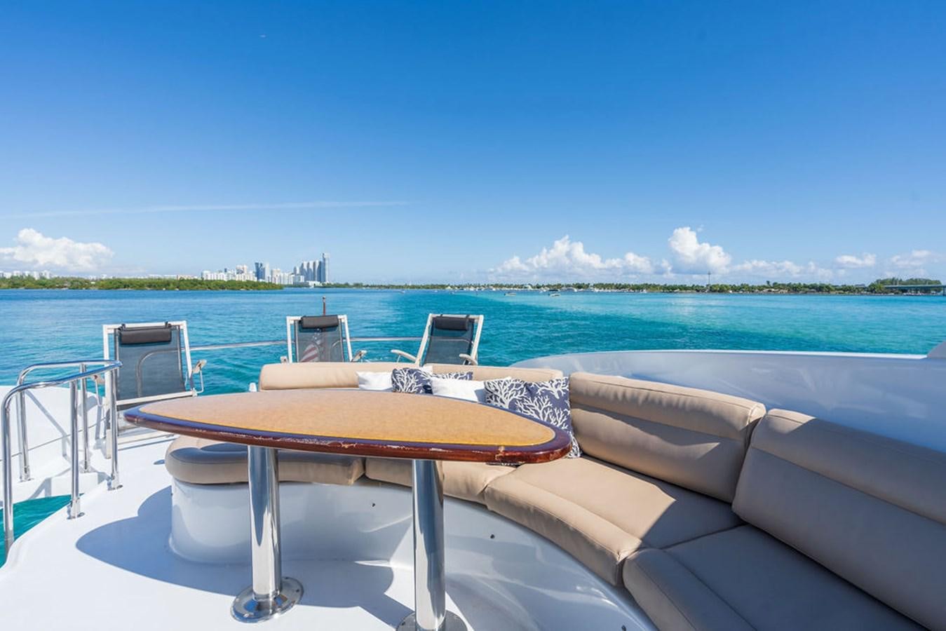 a table and chairs on a boat aboard CHIP Yacht for Sale