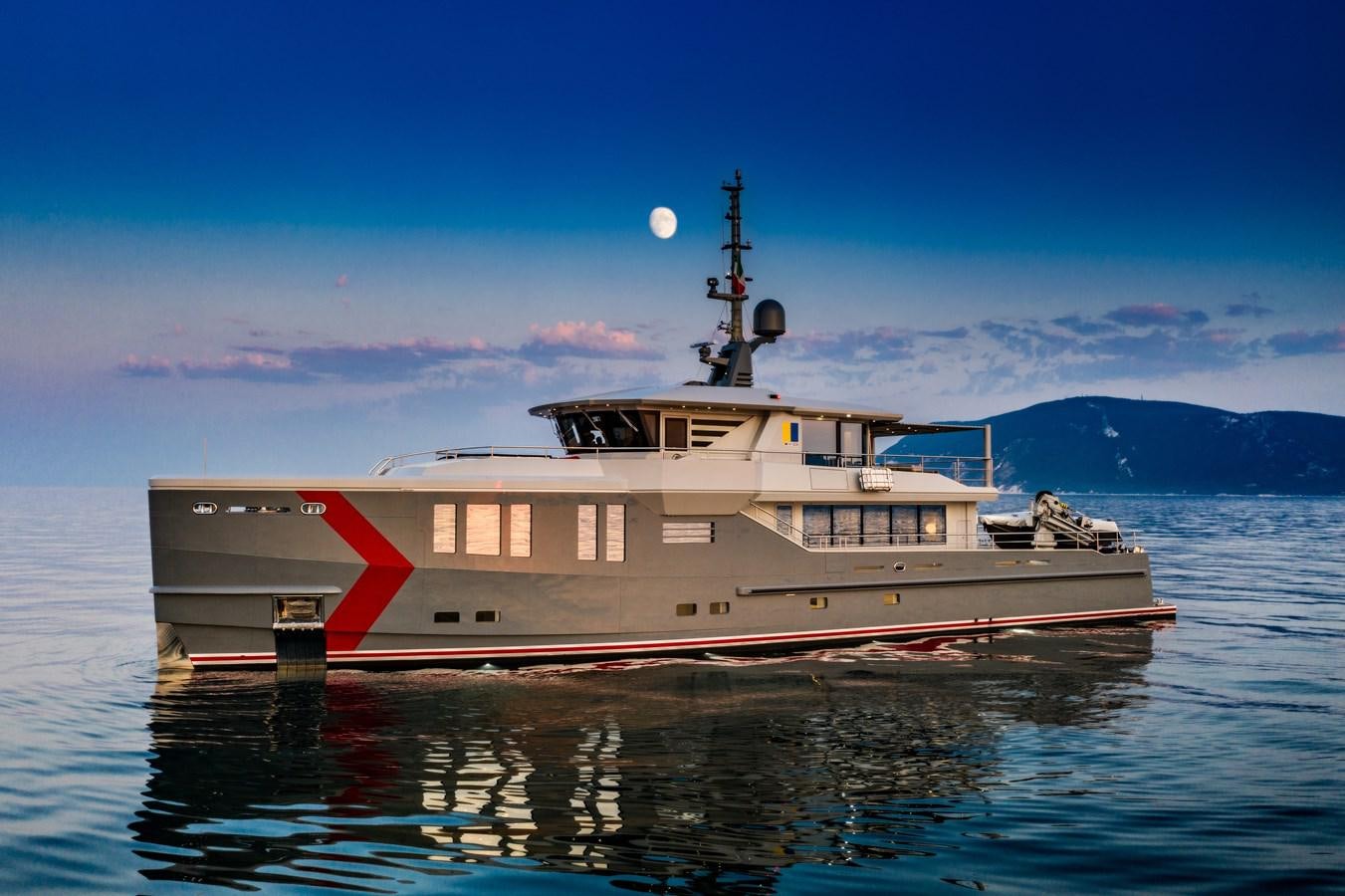 a large ship in the water aboard K584 HULL 2 Yacht for Sale