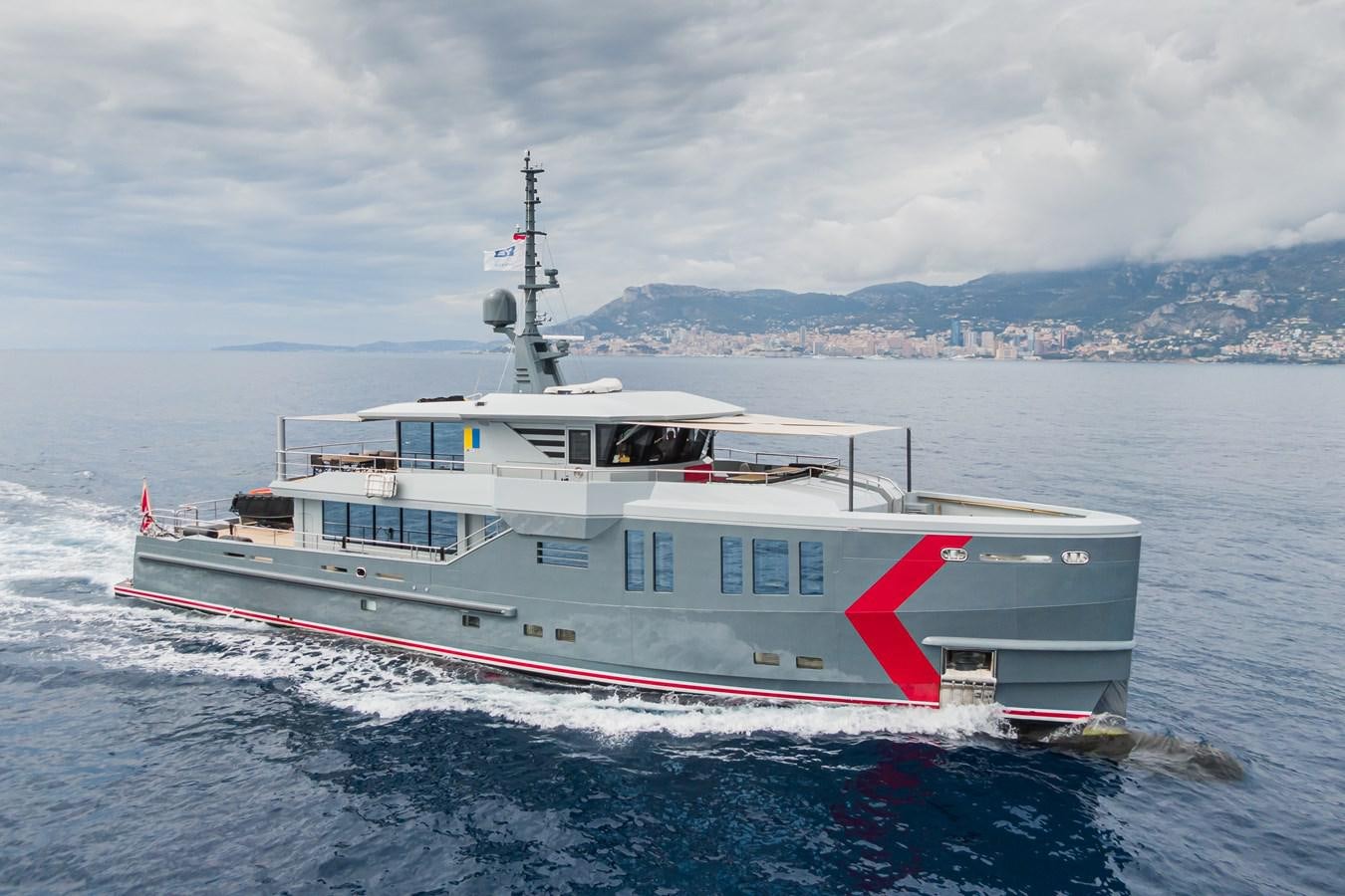 a large white boat in the water aboard K584 HULL 2 Yacht for Sale