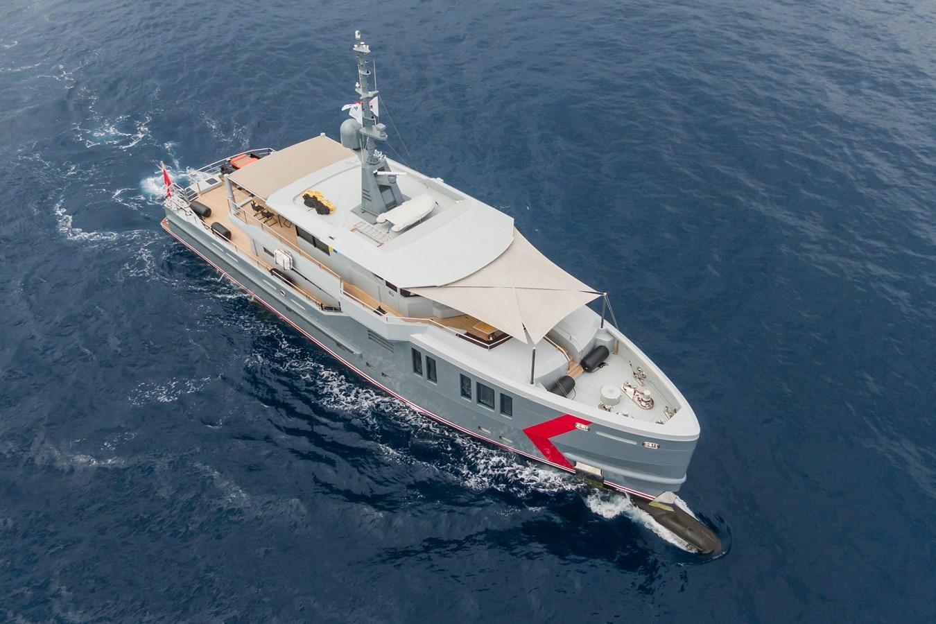 a white boat in the water aboard K584 HULL 2 Yacht for Sale