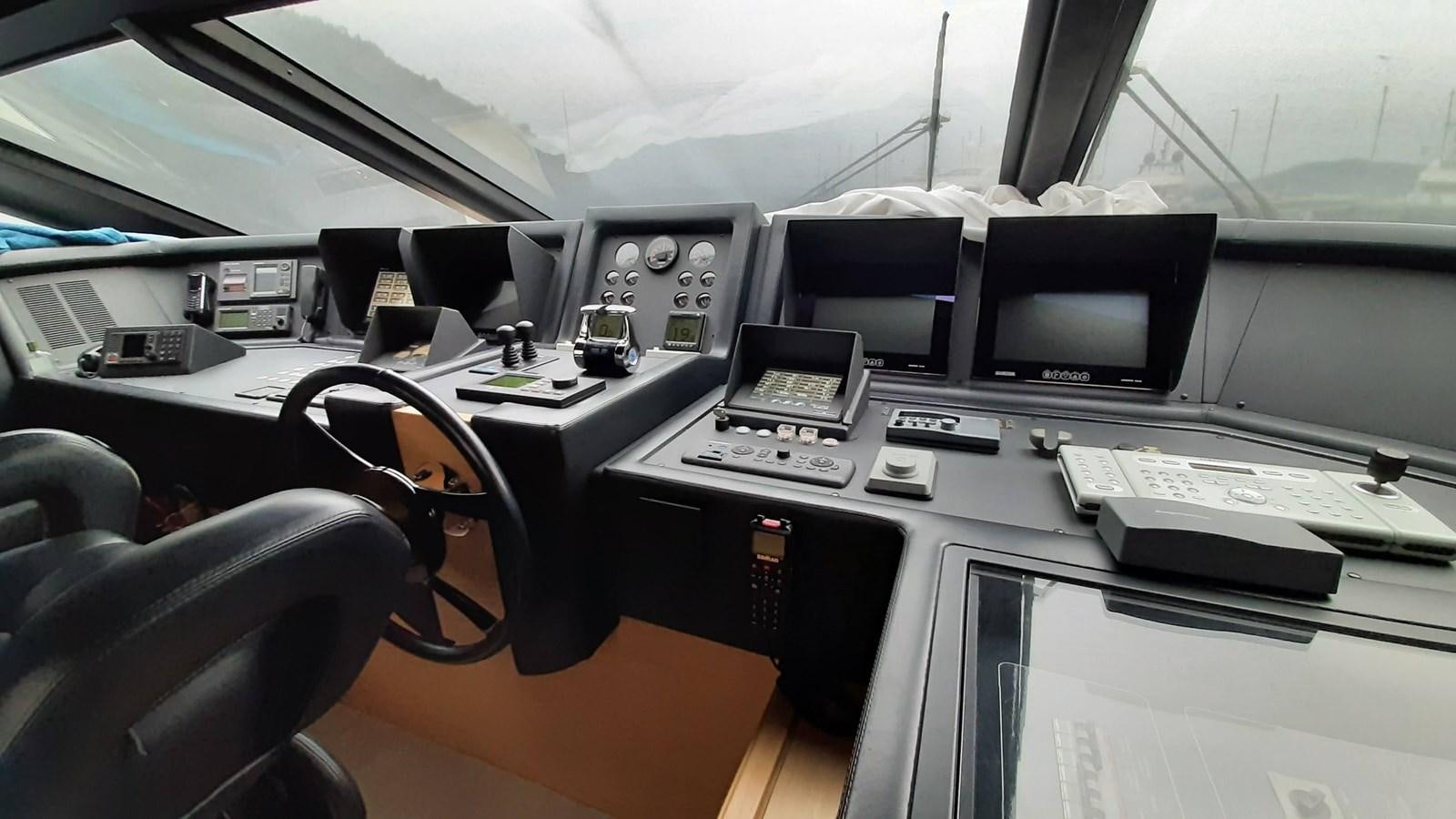 a room with computers and monitors aboard OKAMI Yacht for Sale