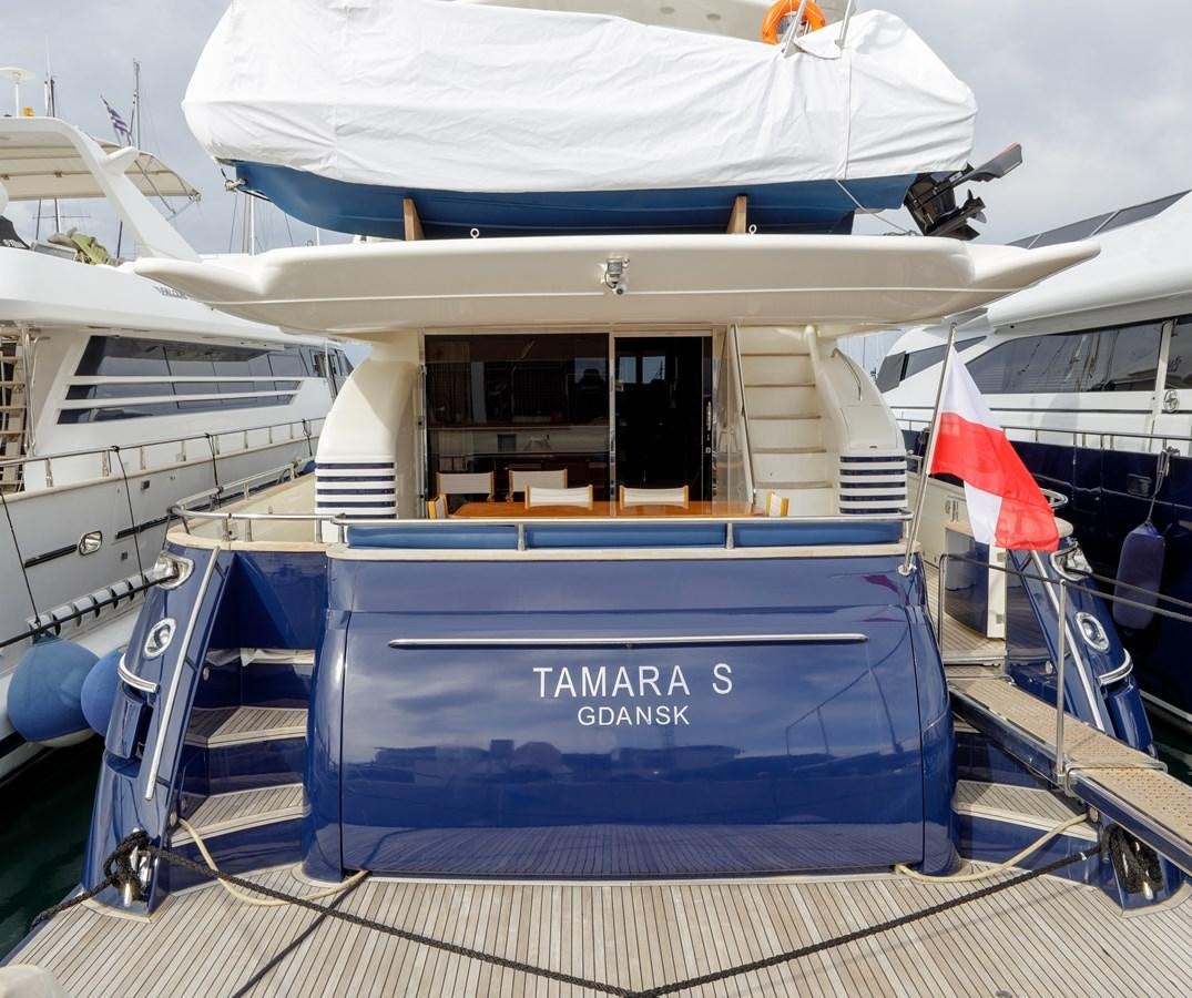 a boat with a blue cover aboard TAMARA S Yacht for Sale