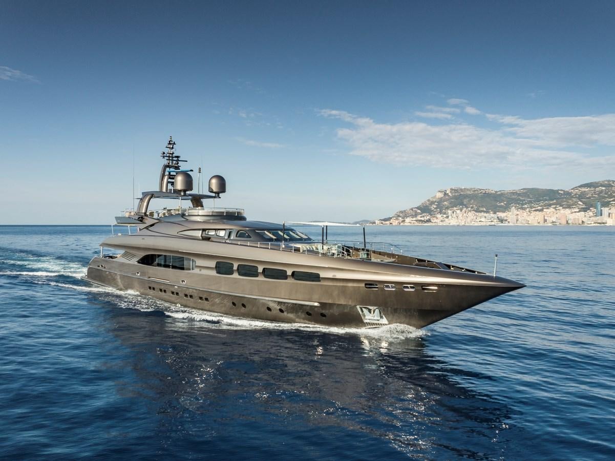 a large ship in the water aboard MRS L Yacht for Sale