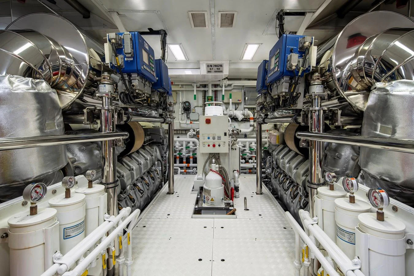 a room with machinery aboard MRS L Yacht for Sale