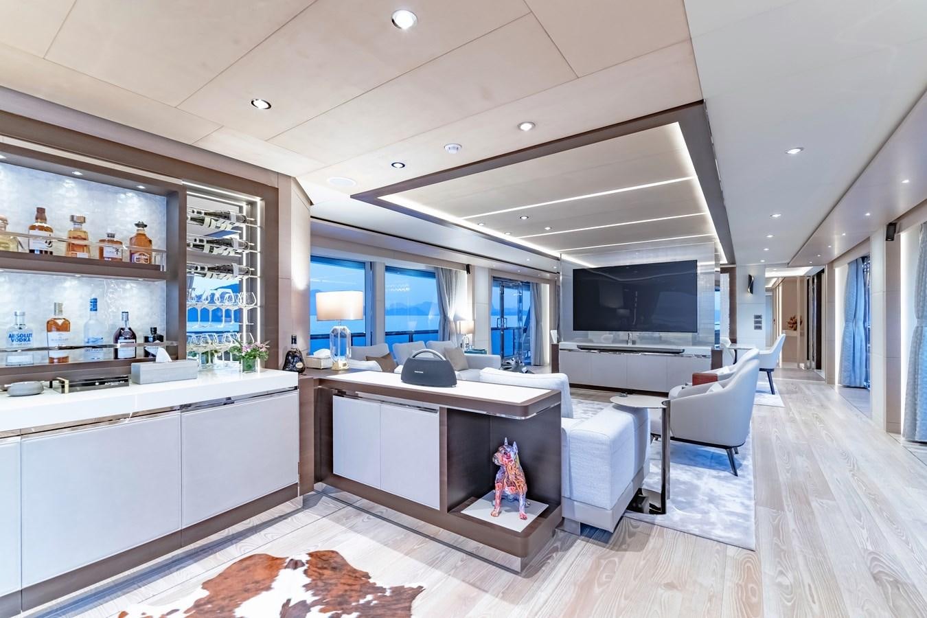a large kitchen with a large window aboard SONG OF SONGS Yacht for Sale