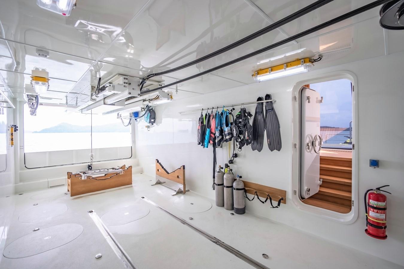 a room with a sink and a mirror aboard SONG OF SONGS Yacht for Sale