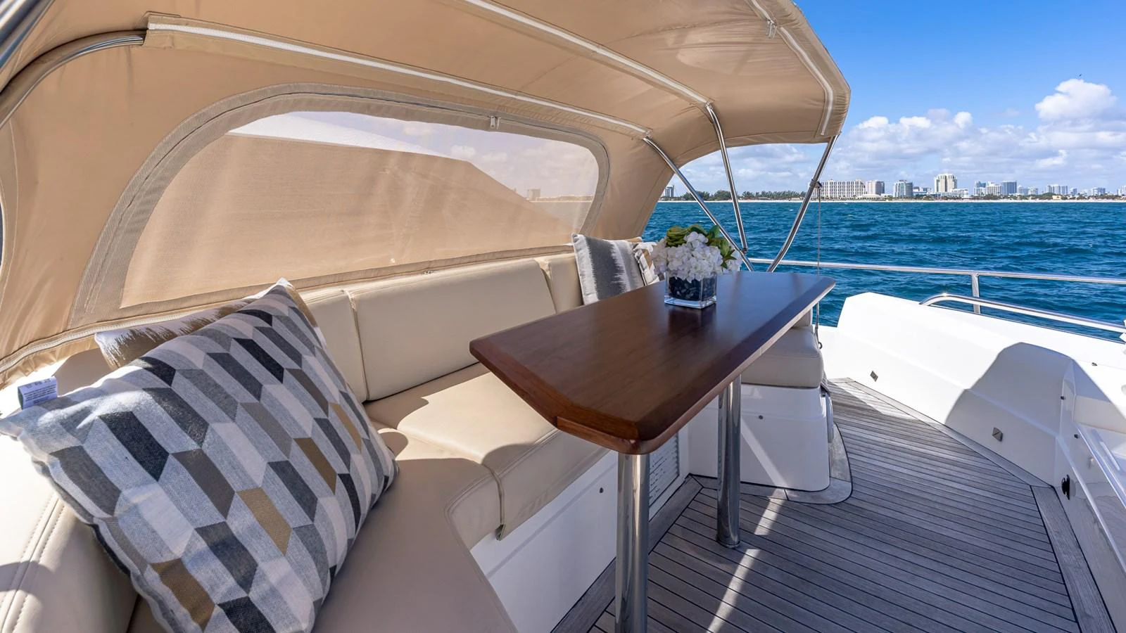 a table on a boat aboard LADY COPE Yacht for Sale