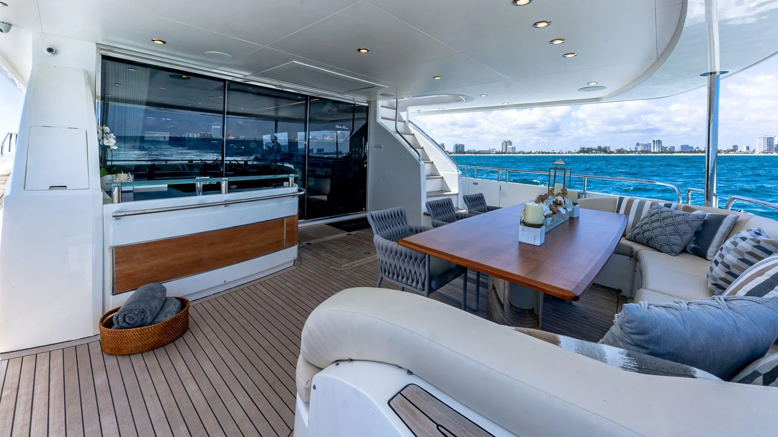 a living room with a large window aboard LADY COPE Yacht for Sale