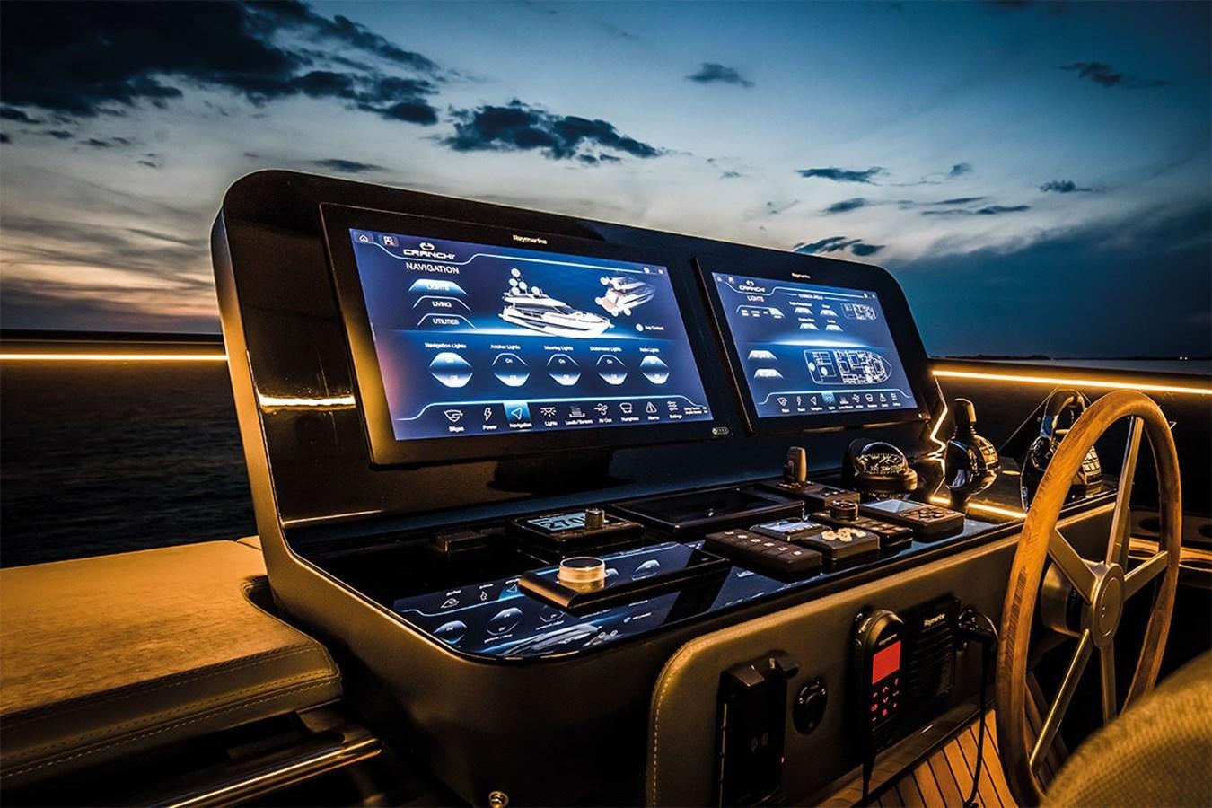 the inside of a cockpit aboard SESSANTASETTE 67 Yacht for Sale