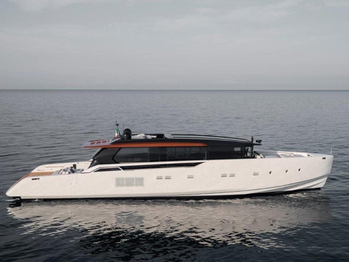 a white boat in the water aboard SP110-03 Yacht for Sale