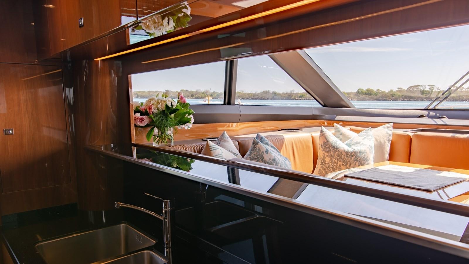 a room with a bed and a sink aboard SEA WOLF Yacht for Sale