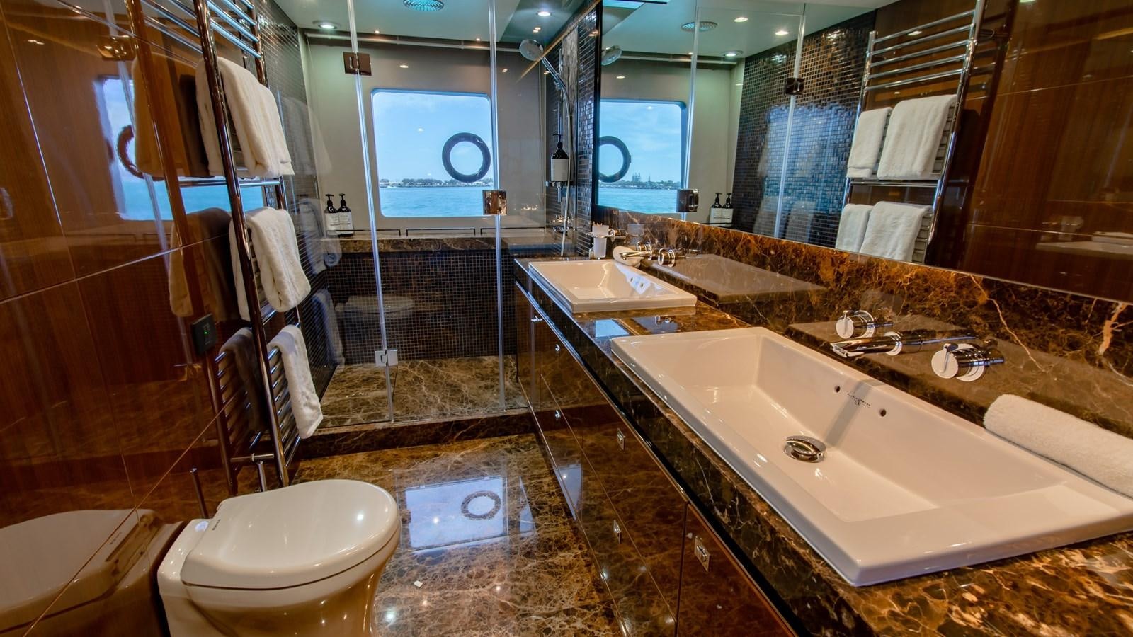 a bathroom with a large tub aboard SEA WOLF Yacht for Sale