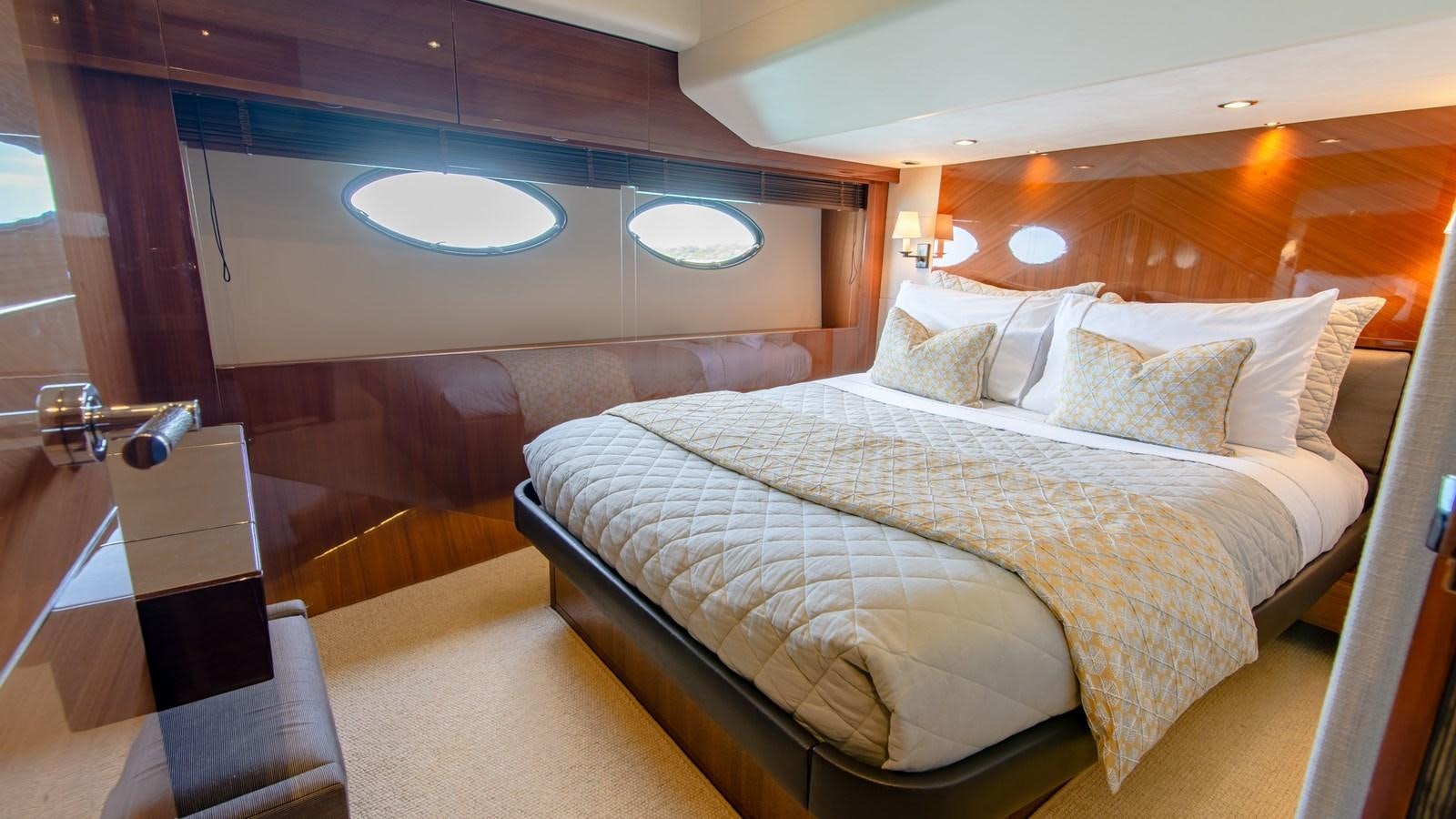 a bed in a room aboard SEA WOLF Yacht for Sale