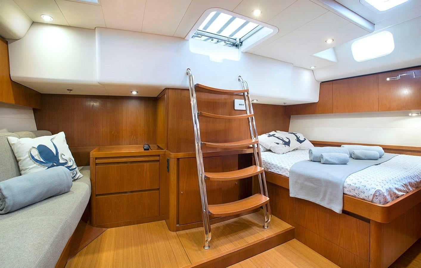 a bunk bed in a room aboard SALPARE Yacht for Sale