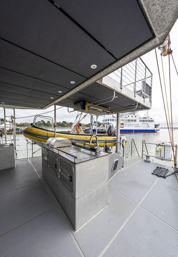 a boat on a trailer aboard COCHISE Yacht for Sale
