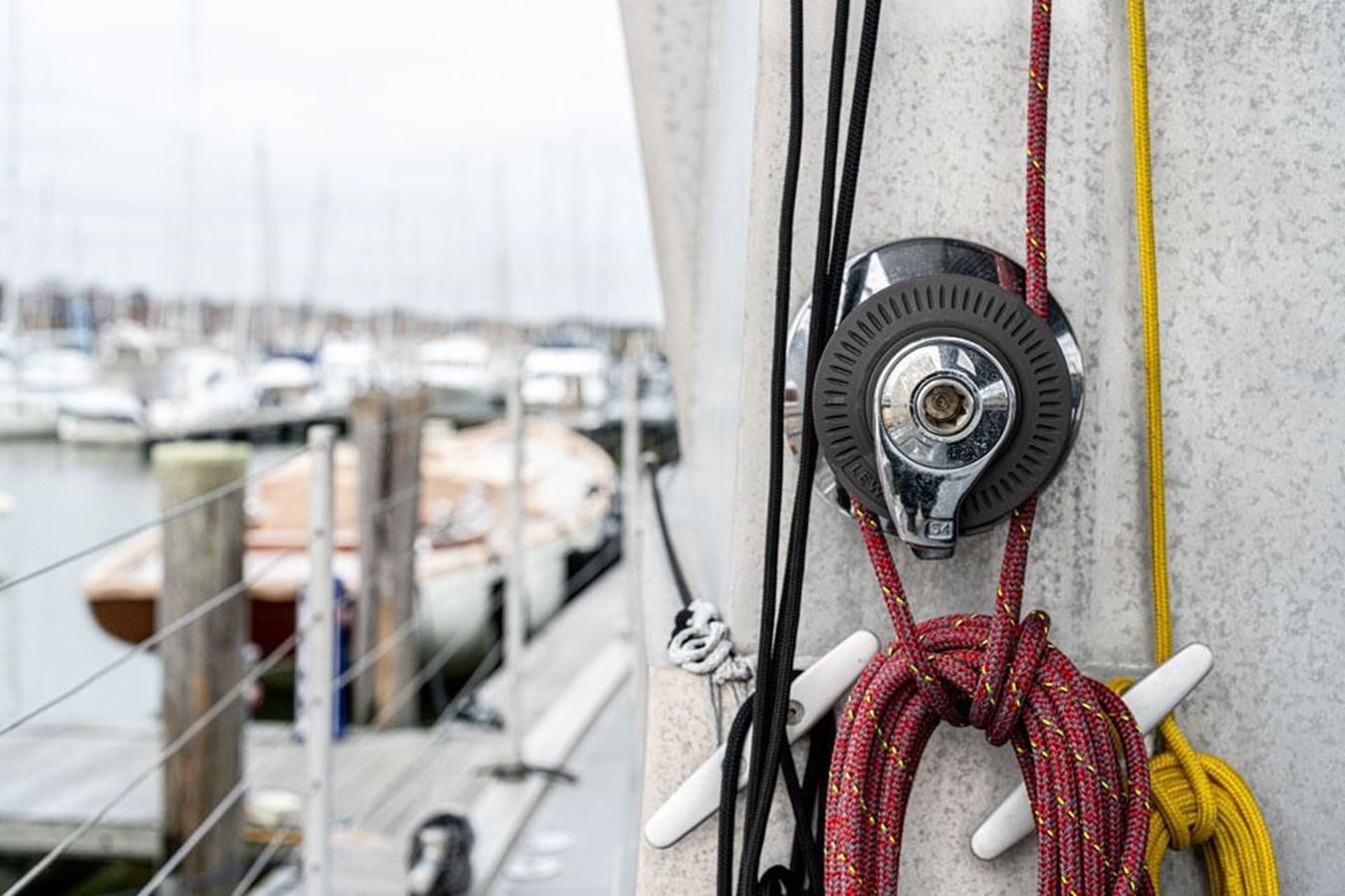 a rope tied to a railing aboard COCHISE Yacht for Sale