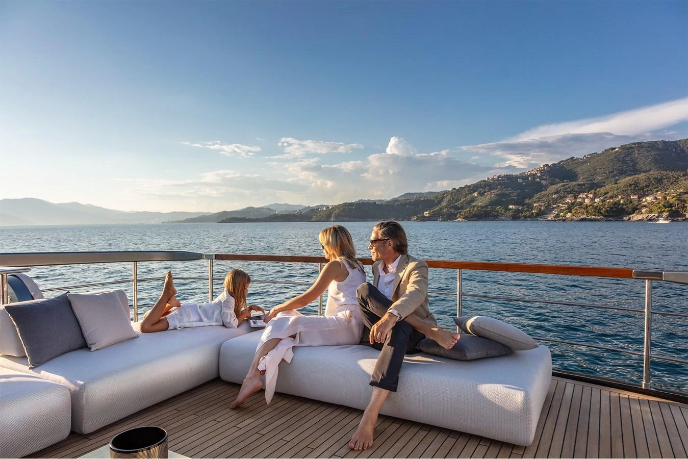 a group of women sitting on a boat aboard RIVA 110/27 DOLCEVITA Yacht for Sale