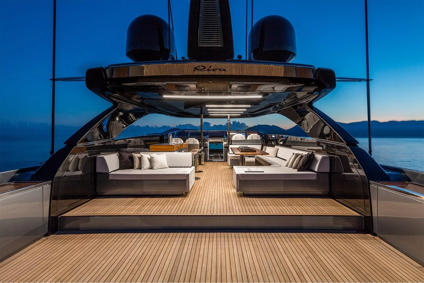 a boat on a boat aboard RIVA 110/27 DOLCEVITA Yacht for Sale