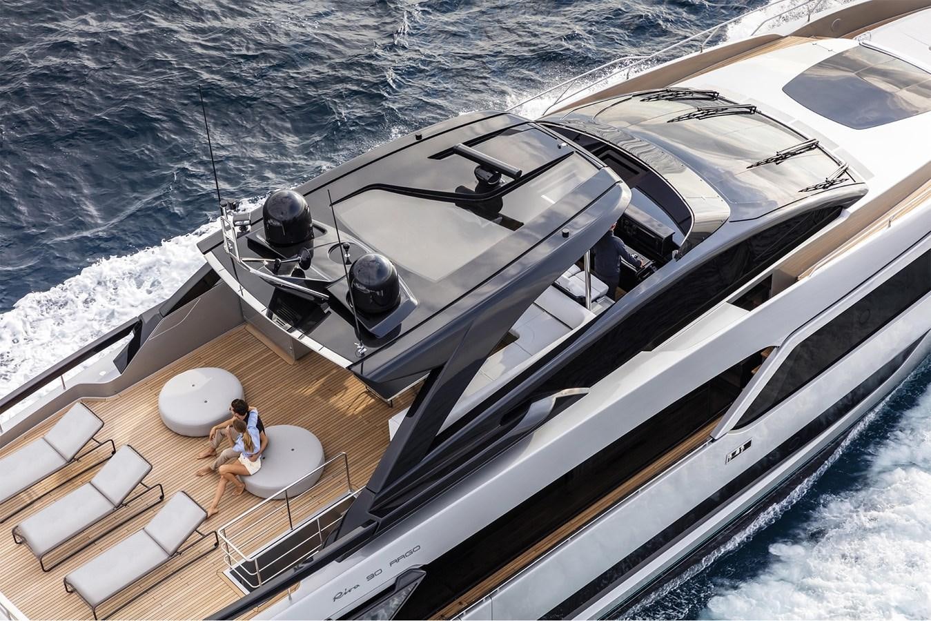 a boat on the water aboard RIVA 90' ARGO   Yacht for Sale