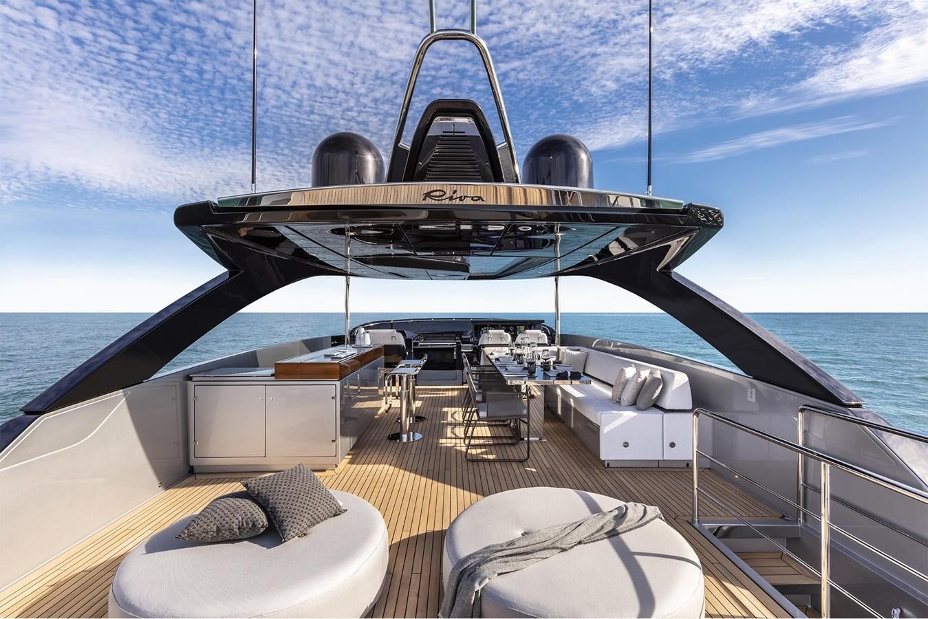 a boat on a deck aboard RIVA 90' ARGO   Yacht for Sale