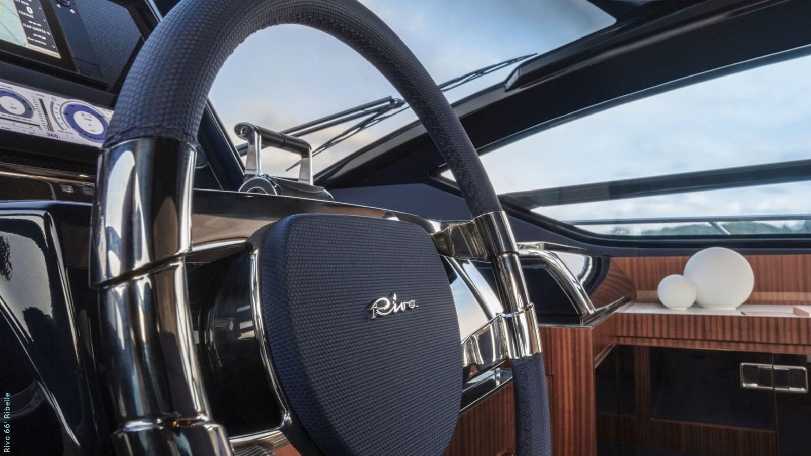 the front of a car aboard 66' RIBELLE   Yacht for Sale