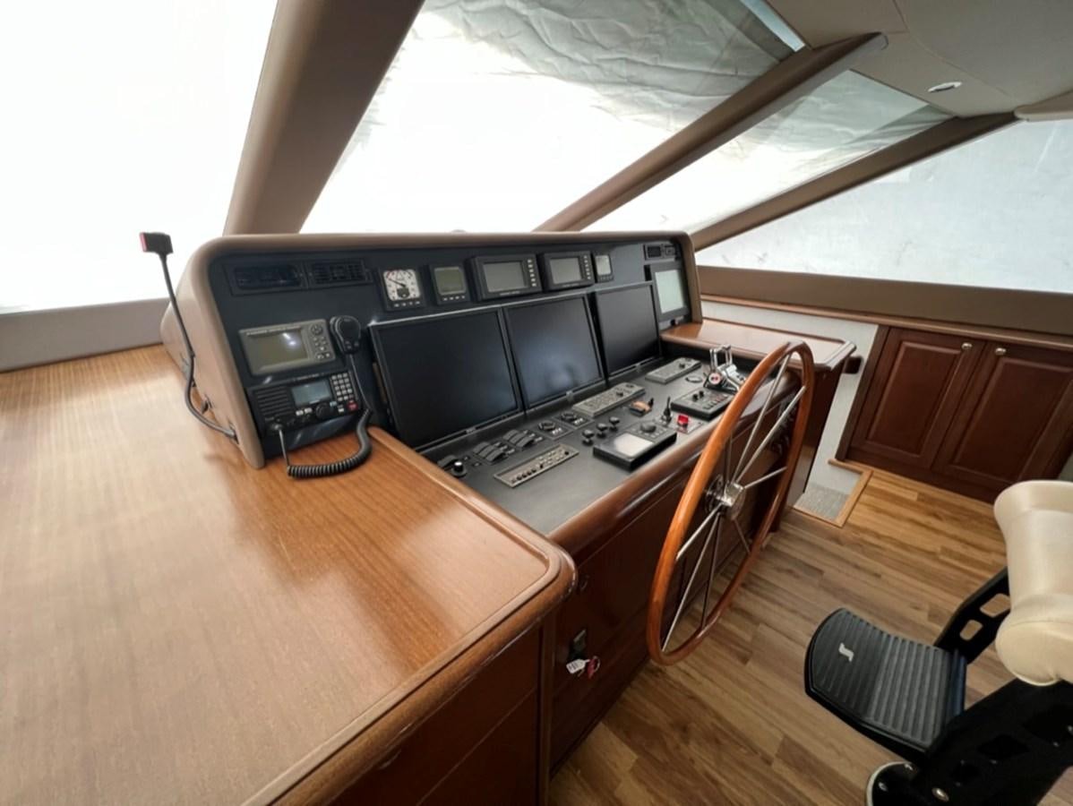 a kitchen with a stove and a microwave oven aboard LUCKY AGAIN Yacht for Sale