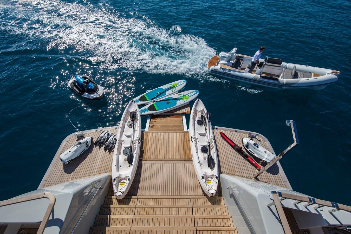 a boat with a large fish on it aboard SABAI Yacht for Sale