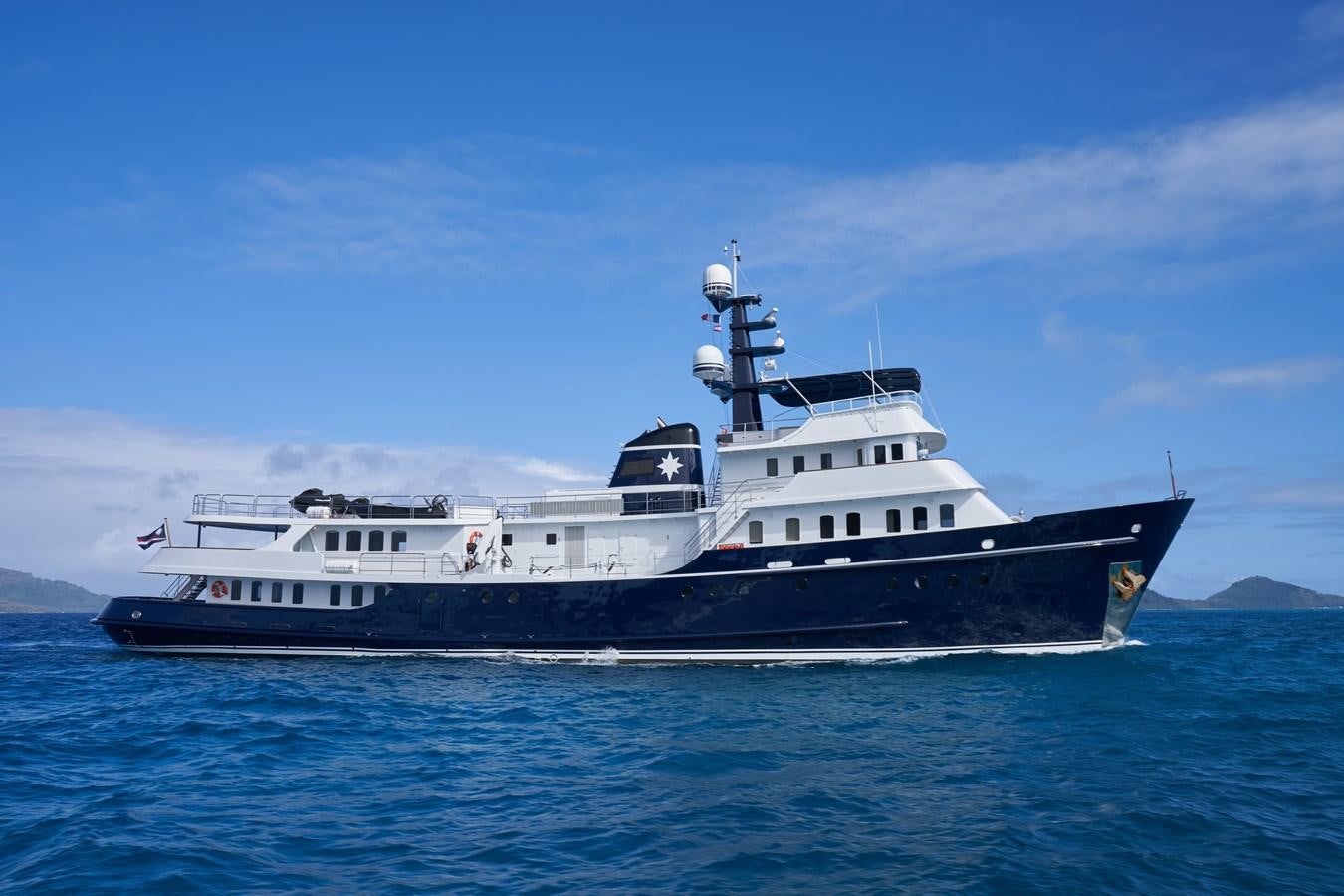 a large boat in the water aboard ASTERIA Yacht for Charter