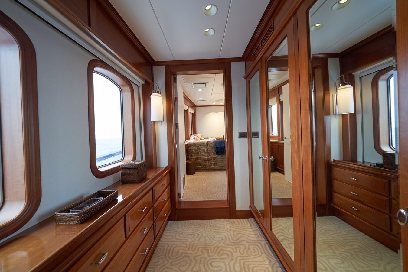 a bathroom with a large mirror aboard ASTERIA Yacht for Charter