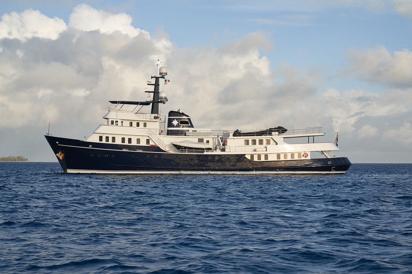 a large ship in the water aboard ASTERIA Yacht for Sale