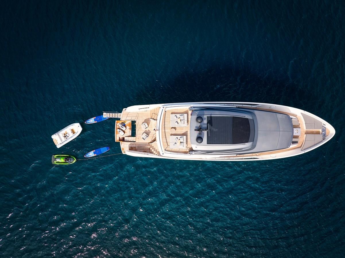 a high angle view of a boat aboard OCEAN 6 Yacht for Sale